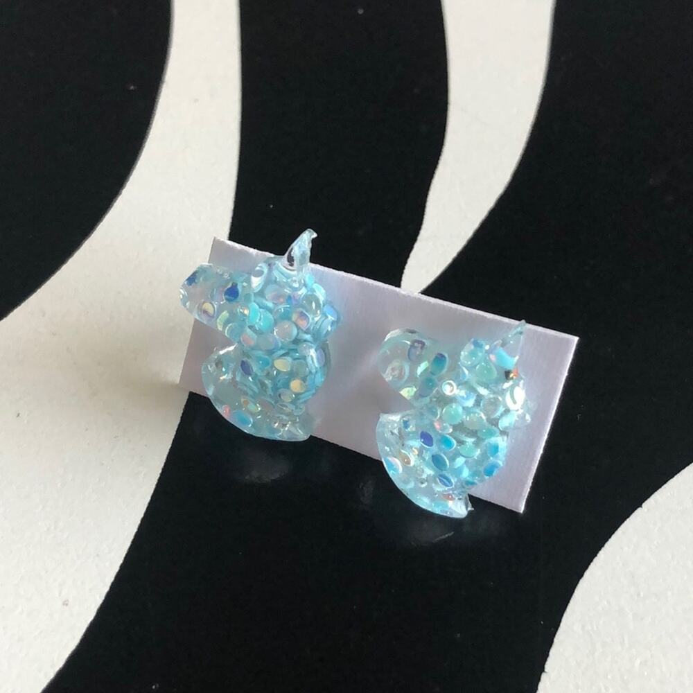 4 for $20 Blue Glitter Unicorn Stud Earrings